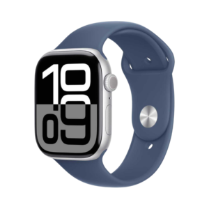 apple watch series 10 Silver Aluminium Case with Denim Sport Band