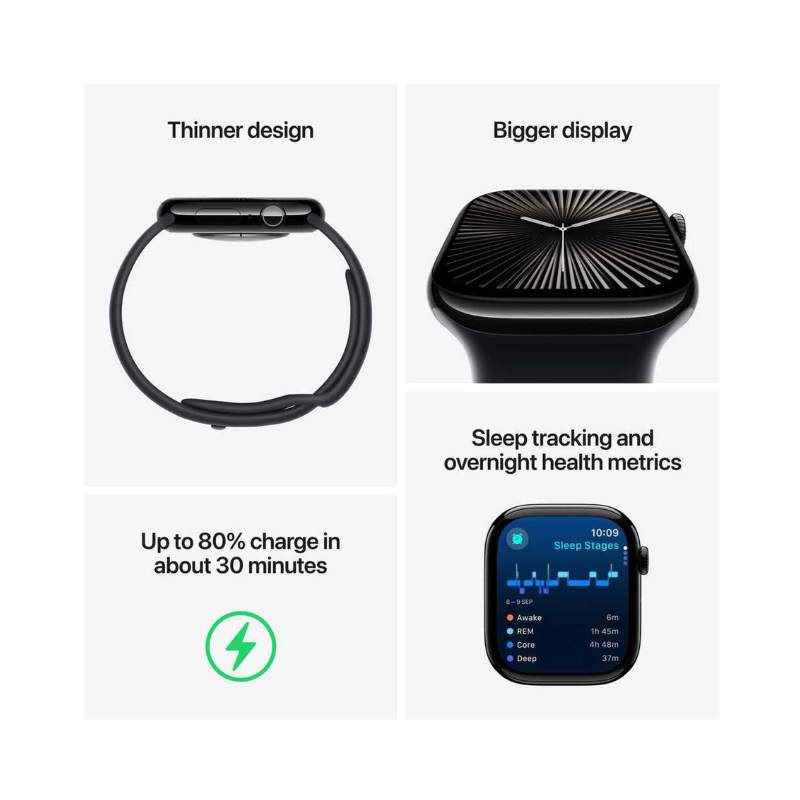 apple watch series 10 Silver Aluminium Case with Denim Sport Band